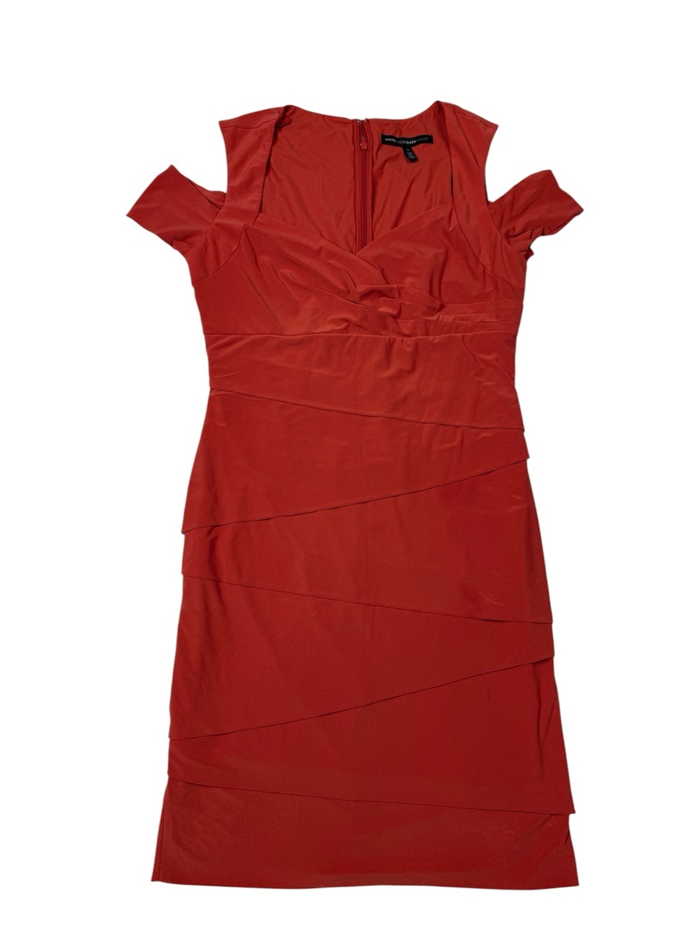 White House Black Market Red Cold-Shoulder Midi Dress